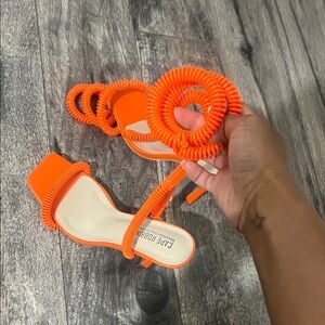Cape Robbin Orange Spiral Strap Sandals